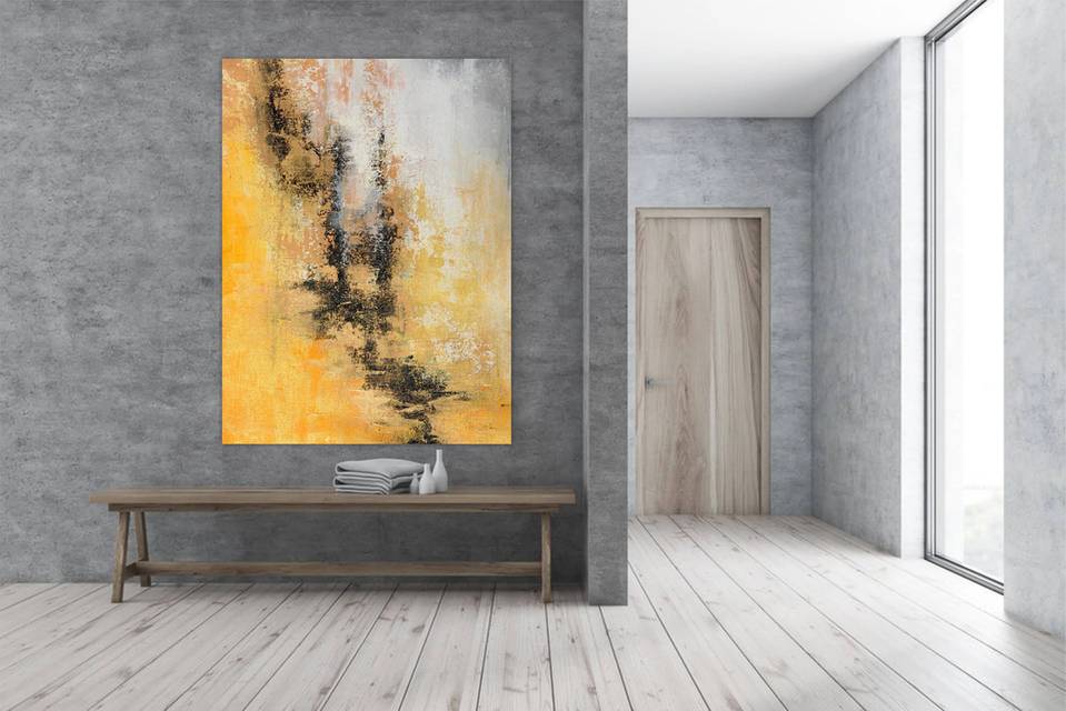 Gray Living Room Hallway Abstract Canvas Wall Art 3CH3E wall art